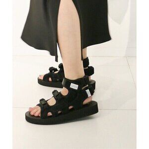 Suicoke Boak - V Women’s High Strap Flats Sandals Comfort Shoes Black US 6